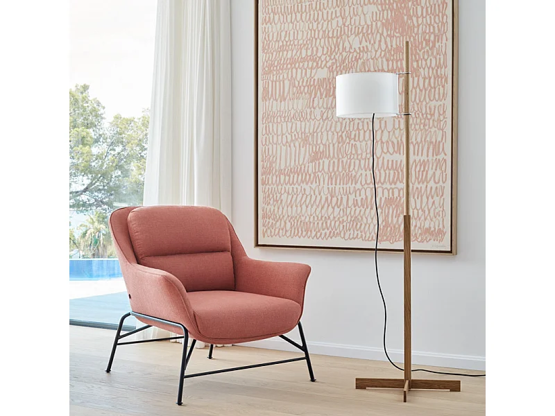 Fauteuil design en tissu pieds métal SADIRA