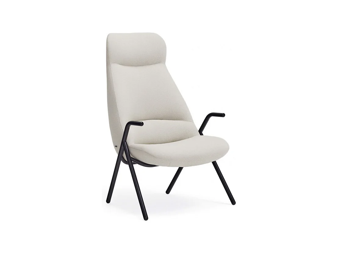 Fauteuil haut dossier pieds métal en tissu DINS