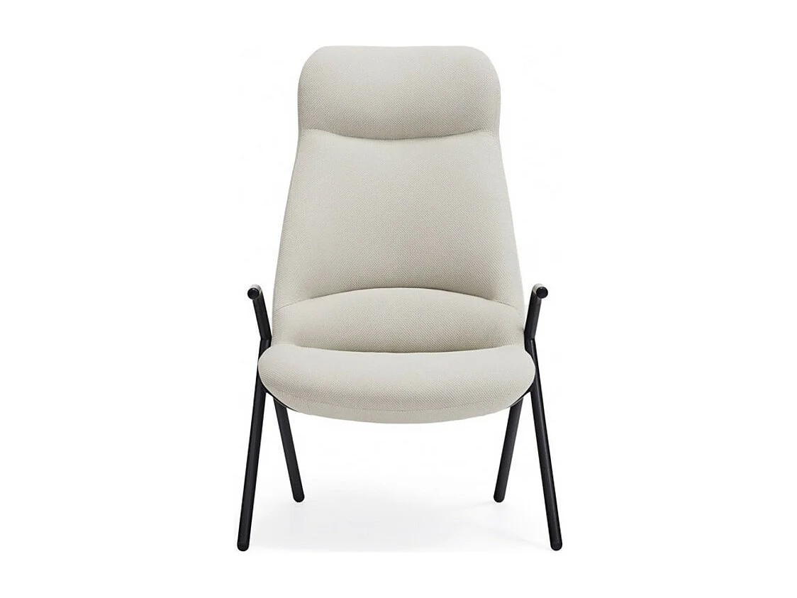 Fauteuil haut dossier pieds métal en tissu DINS