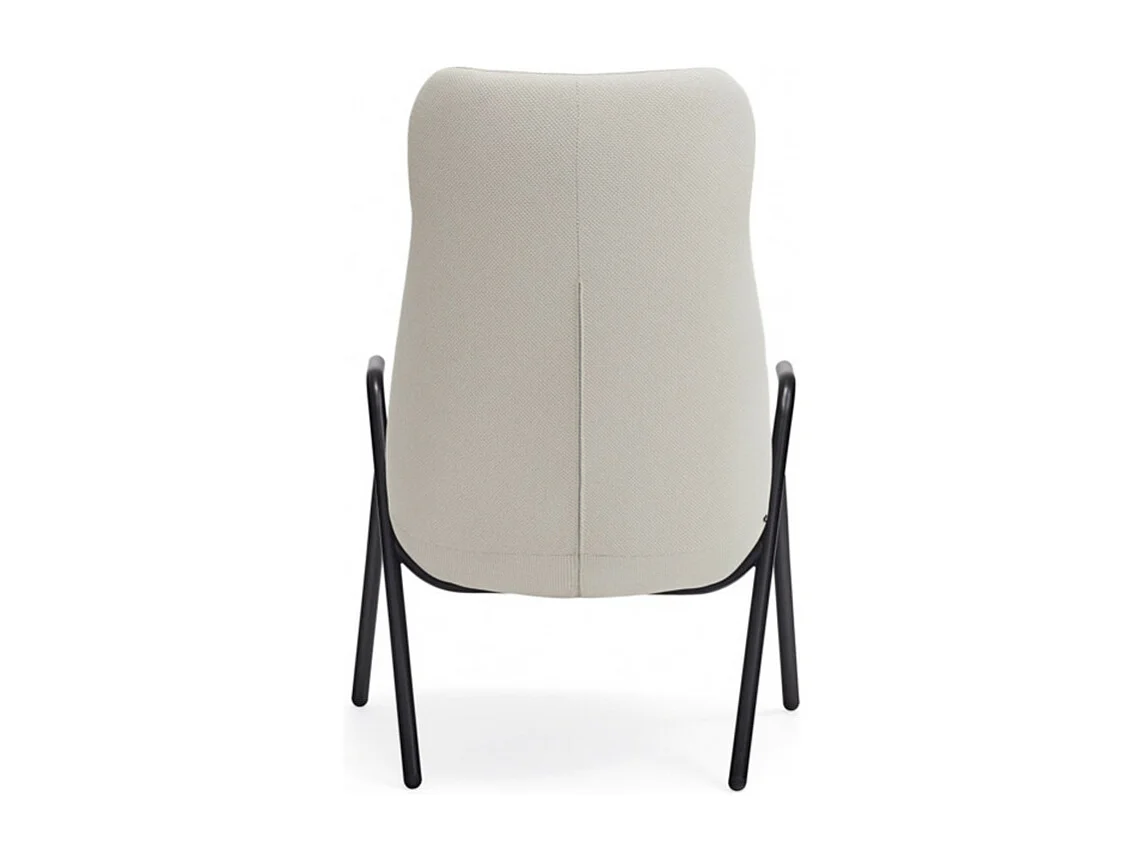 Fauteuil haut dossier pieds métal en tissu DINS