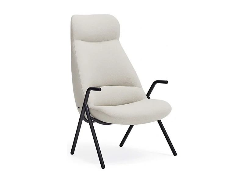 Fauteuil haut dossier pieds métal en tissu DINS