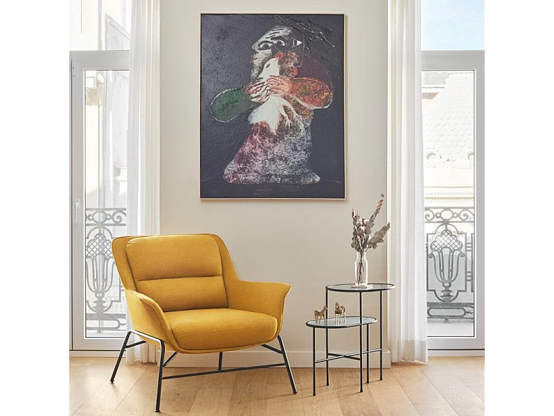 Fauteuil design en tissu pieds métal SADIRA