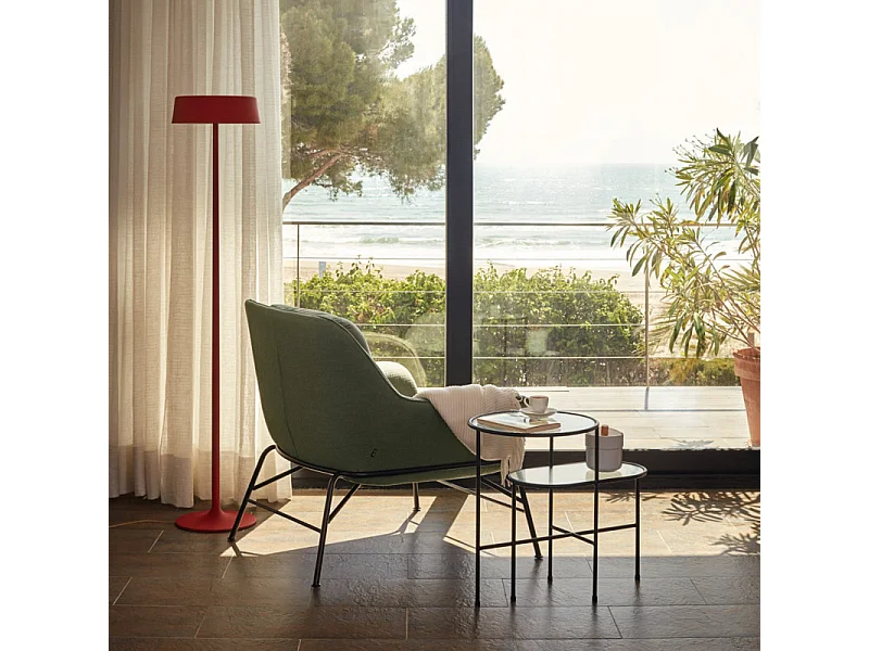 Fauteuil design en tissu pieds métal SADIRA