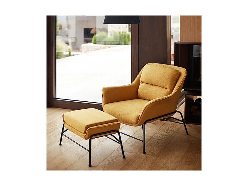 Repose-pieds en tissu avec structure métallique 69x43 h45