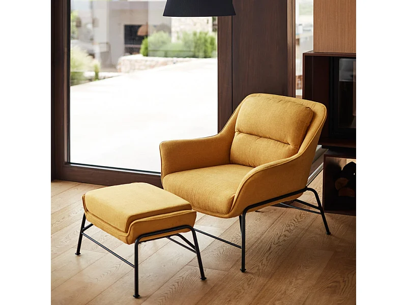 Repose-pieds en tissu avec structure métallique 69x43 h45