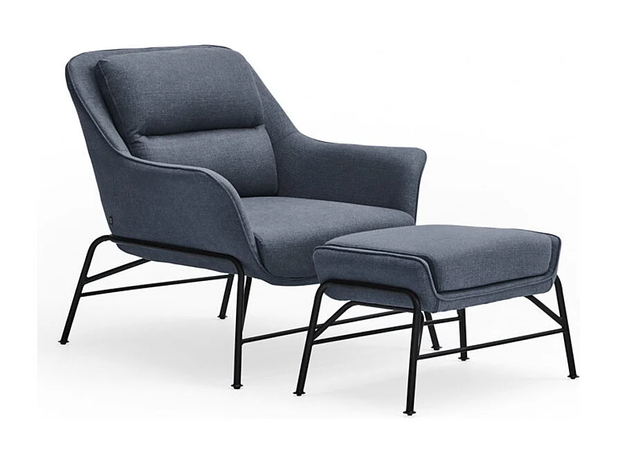 Repose-pieds en tissu bleu avec structure en métal 69x43 h45