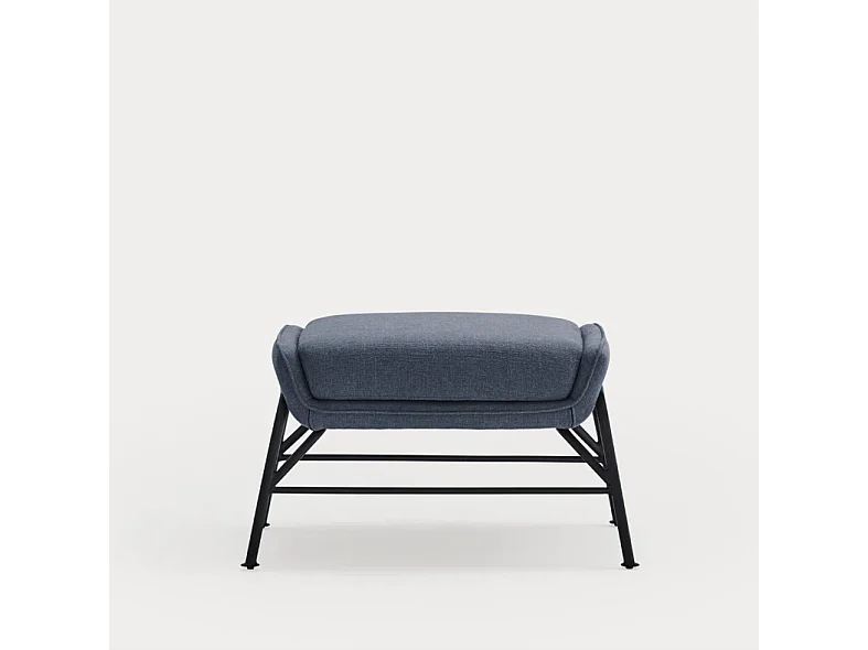 Rust-pieds in blauwe stof met metalen structuur 69x43 h45