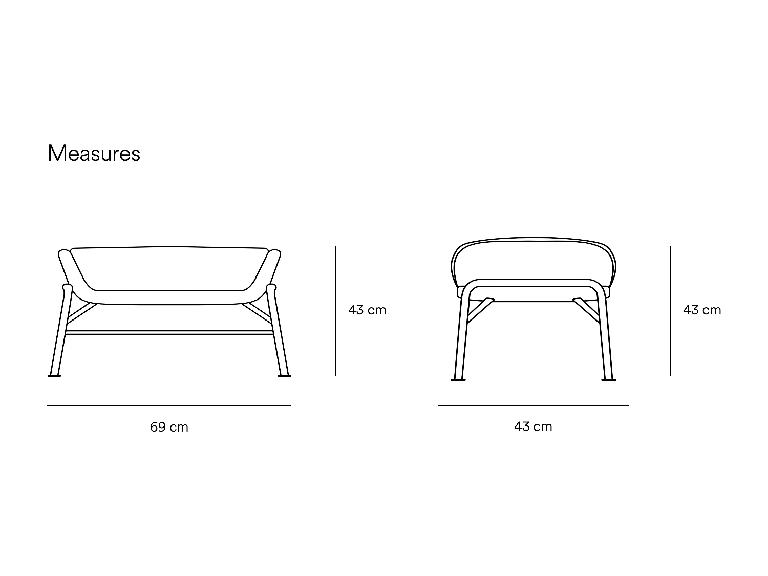 Repose-pieds en tissu corail avec structure métallique 69x43 h45