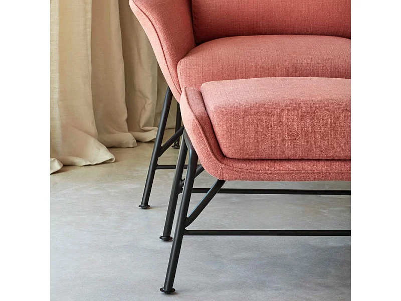 Repose-pieds en tissu corail avec structure métallique 69x43 h45