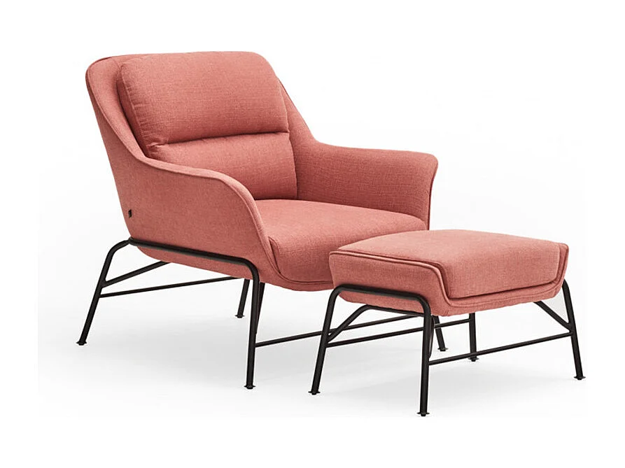 Repose-pieds en tissu corail avec structure métallique 69x43 h45