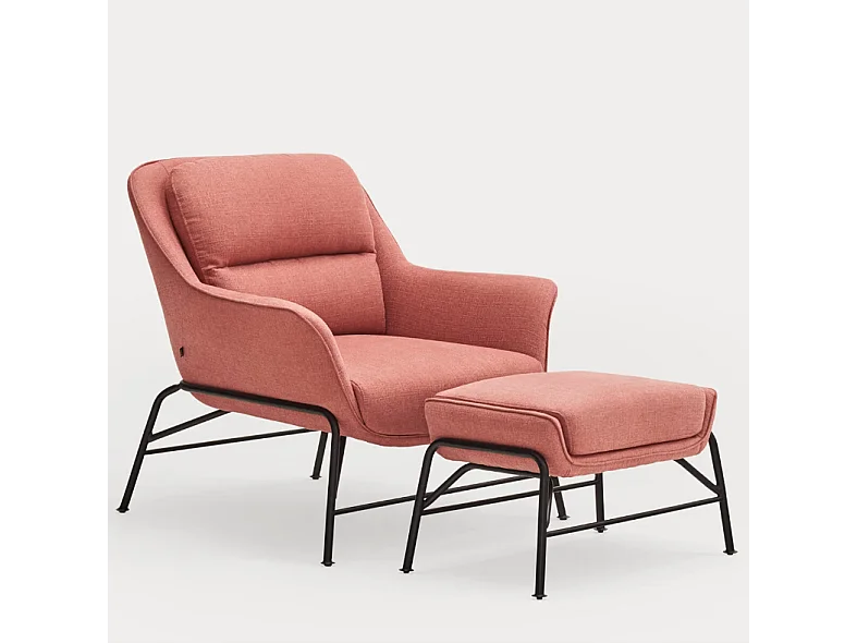 Rust-voeten in stoffen corail met metalen structuur 69x43 h45