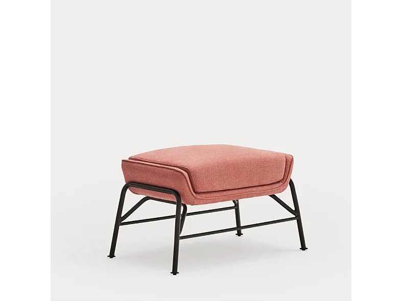 Rust-voeten in stoffen corail met metalen structuur 69x43 h45