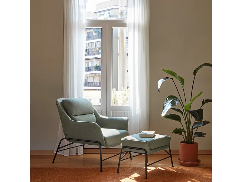 Rust-voeten in groene stof met metalen structuur 69x43 h45