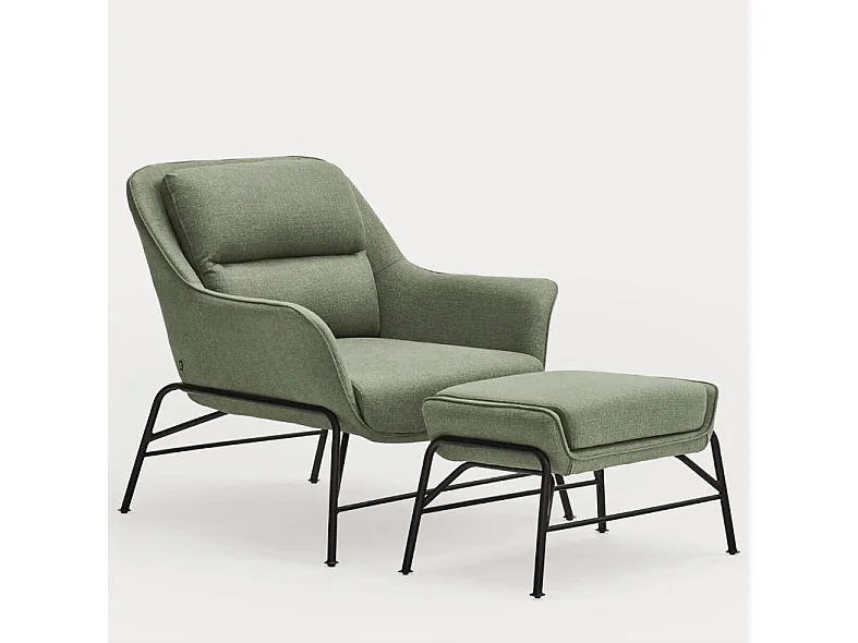 Repose-pieds en tissu vert avec structure en métal 69x43 h45