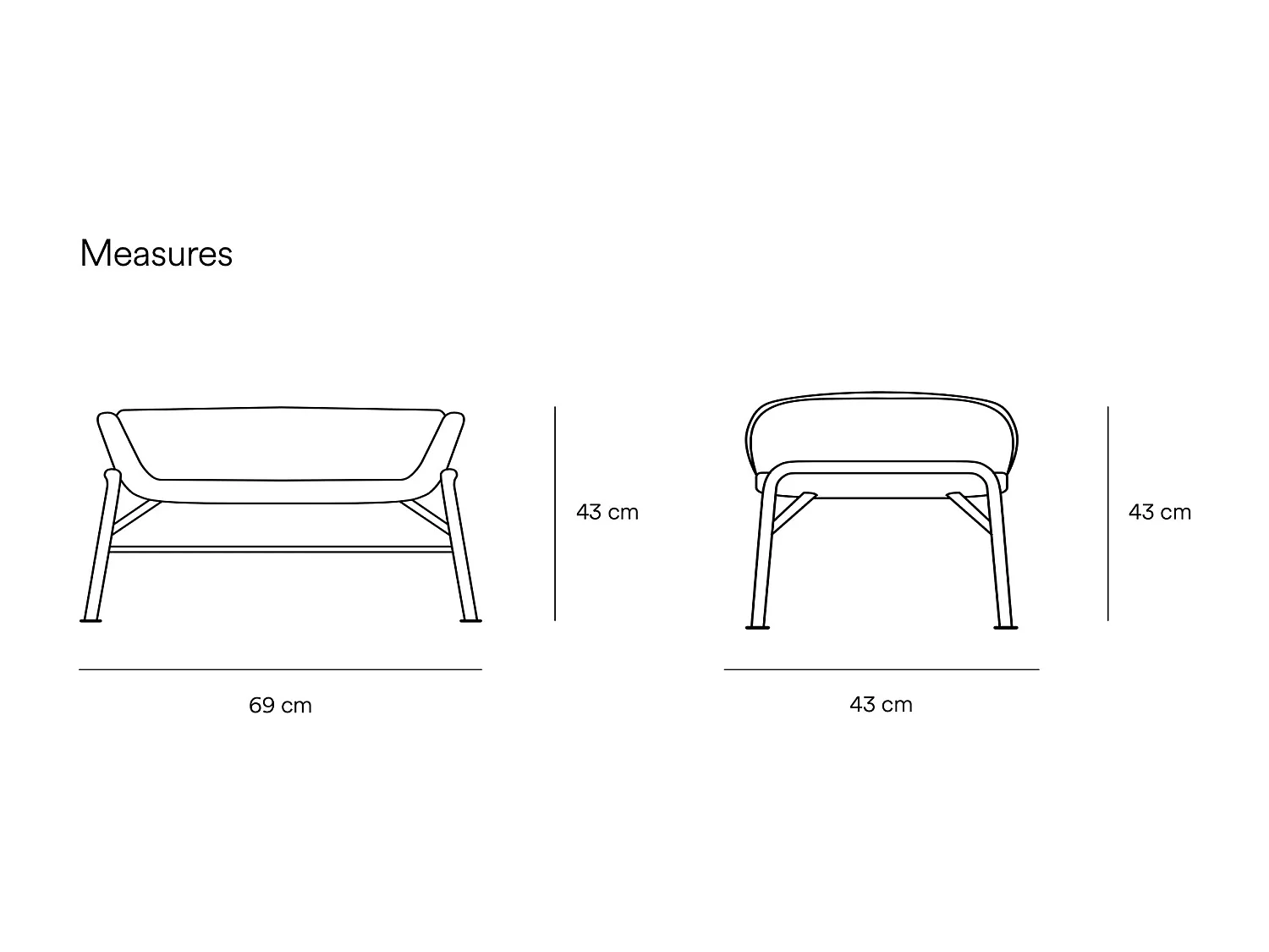 Repose-pieds en tissu vert avec structure en métal 69x43 h45
