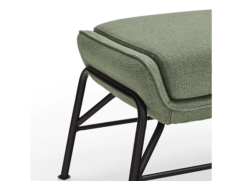 Repose-pieds en tissu vert avec structure en métal 69x43 h45