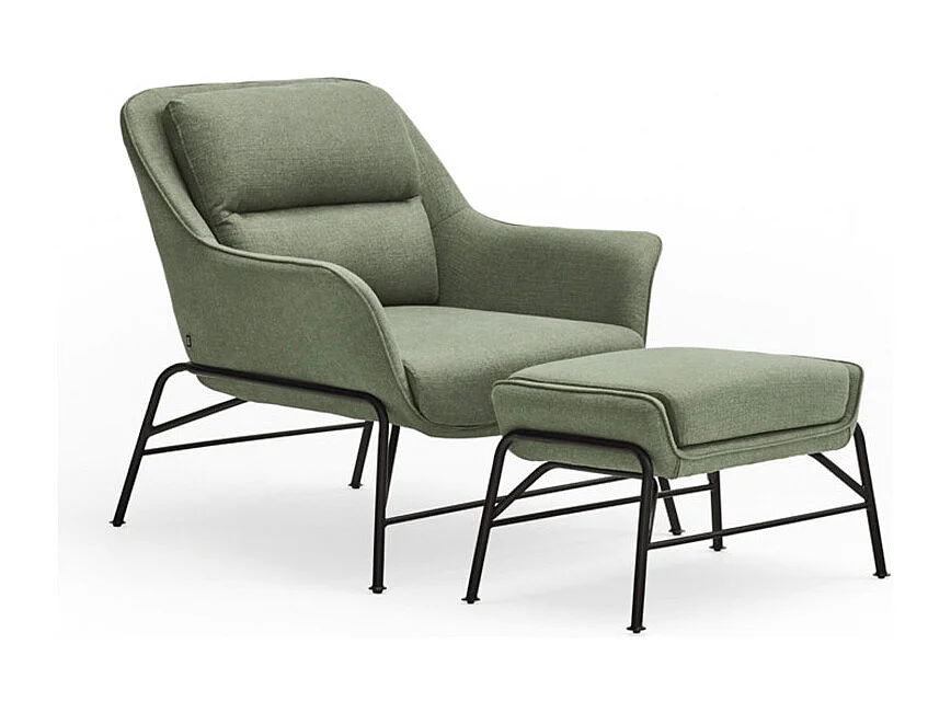 Repose-pieds en tissu vert avec structure en métal 69x43 h45