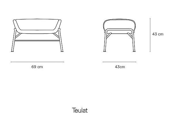 Repose-pieds en tissu vert avec structure en métal 69x43 h45