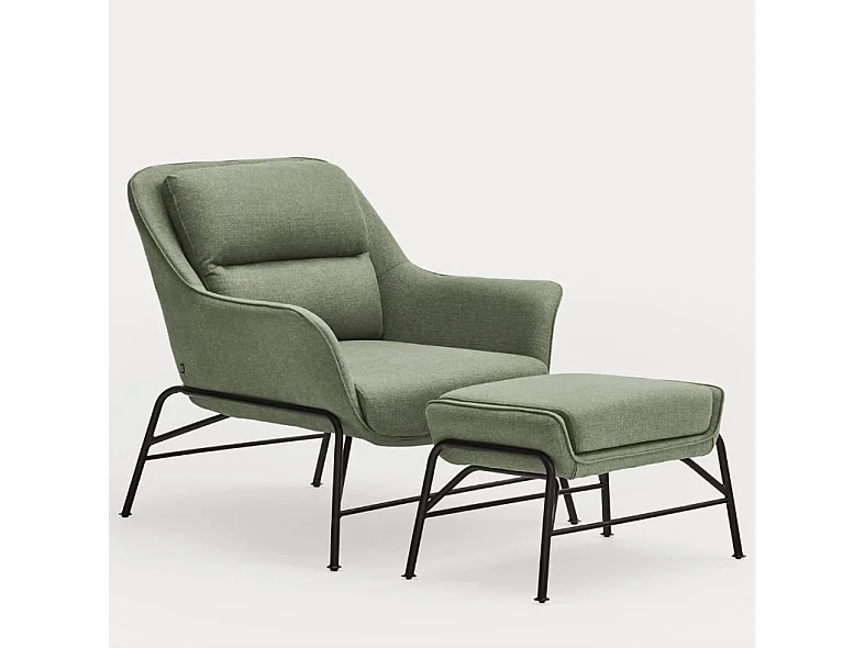 Rust-voeten in groene stof met metalen structuur 69x43 h45