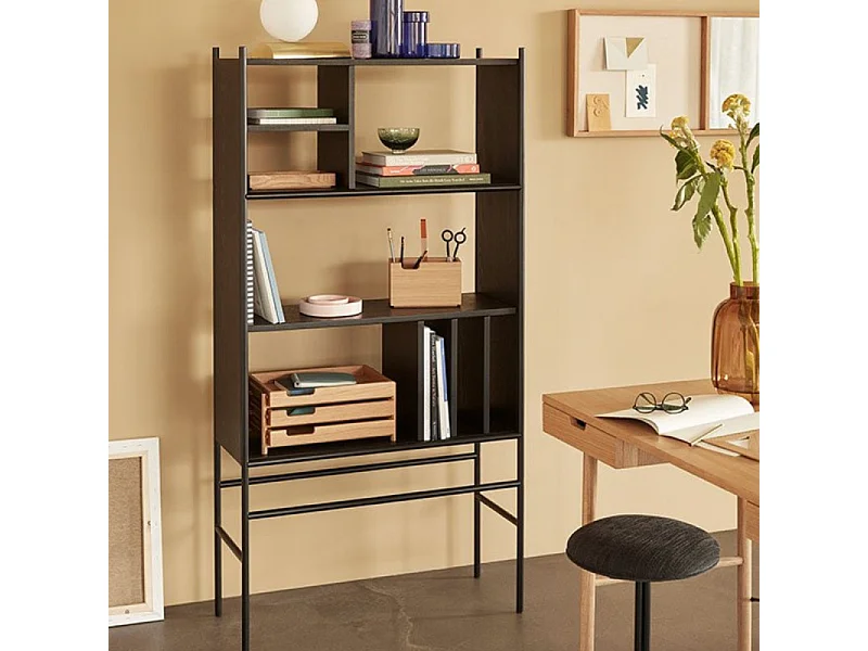 Bibliothèque contemporaine en bois et métal APOLINNAIRE