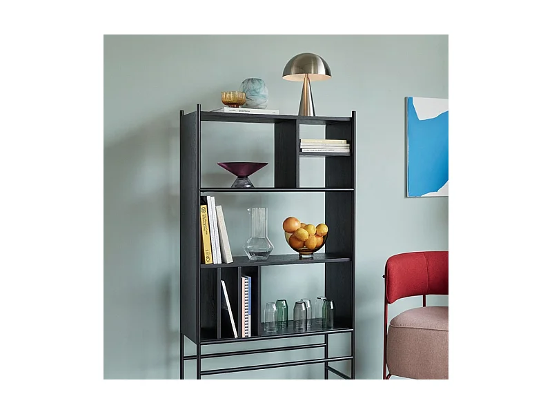 Bibliothèque contemporaine en bois et métal APOLINNAIRE