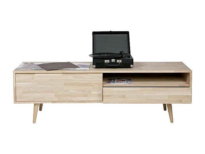 Meuble TV chêne massif look rétro 150cm GORTY