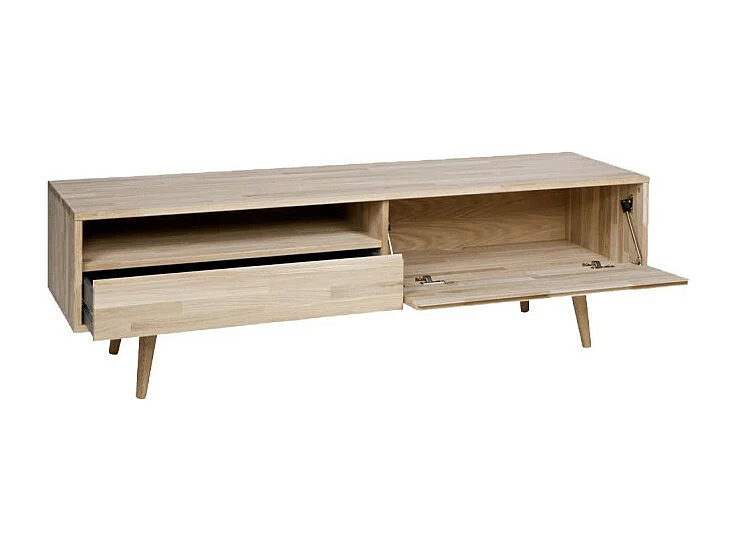 Meuble TV chêne massif look rétro 150cm GORTY