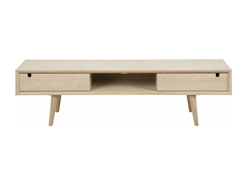 Meuble TV bas finition chêne blanchie - CENTIOR