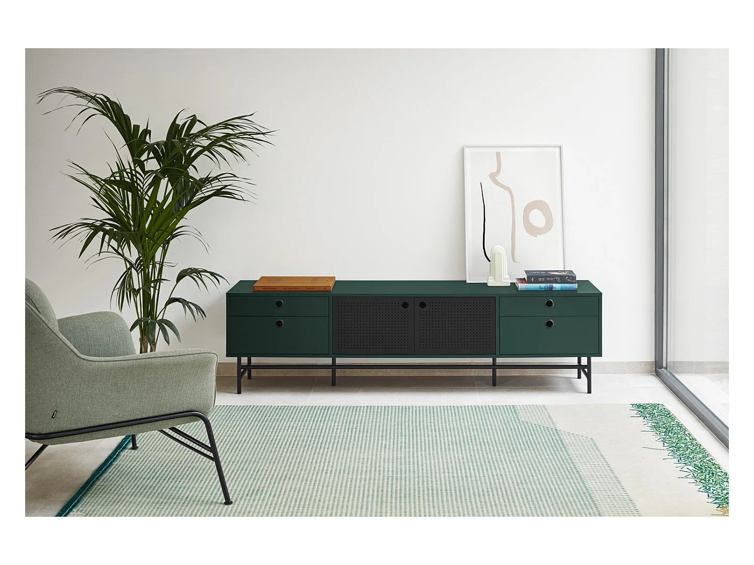Meuble TV vert 180x40 cm