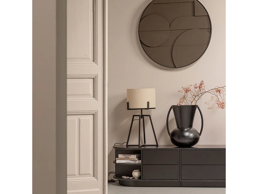 Finca - Meuble TV 2 tiroirs en bois L78cm - Noir