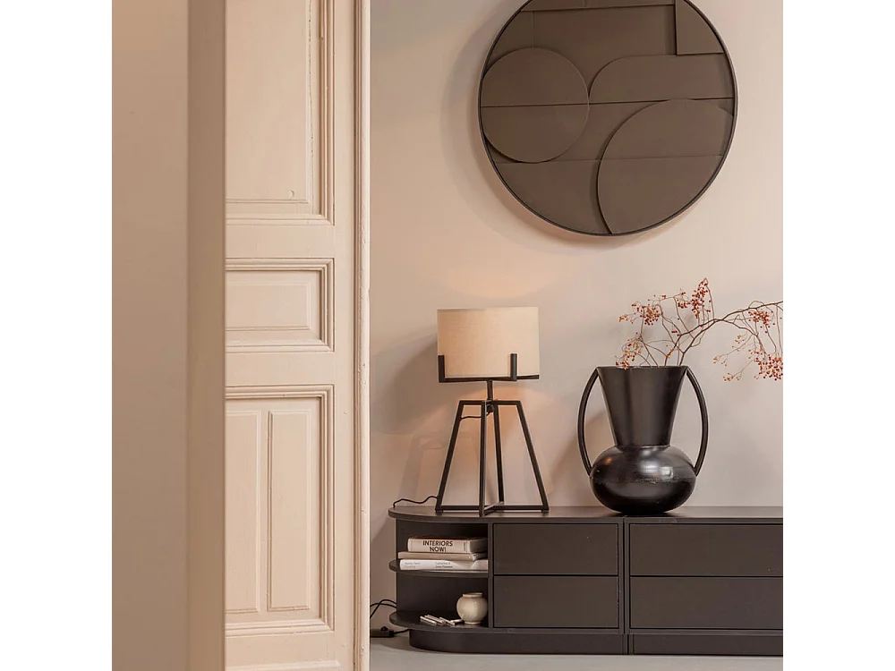 Finca - Meuble TV 2 tiroirs en bois L78cm - Noir