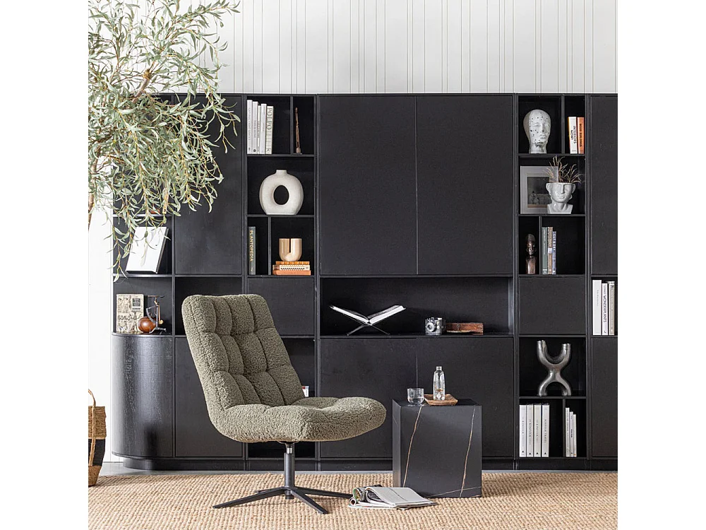 Finca - Meuble TV 2 tiroirs en bois L78cm - Noir