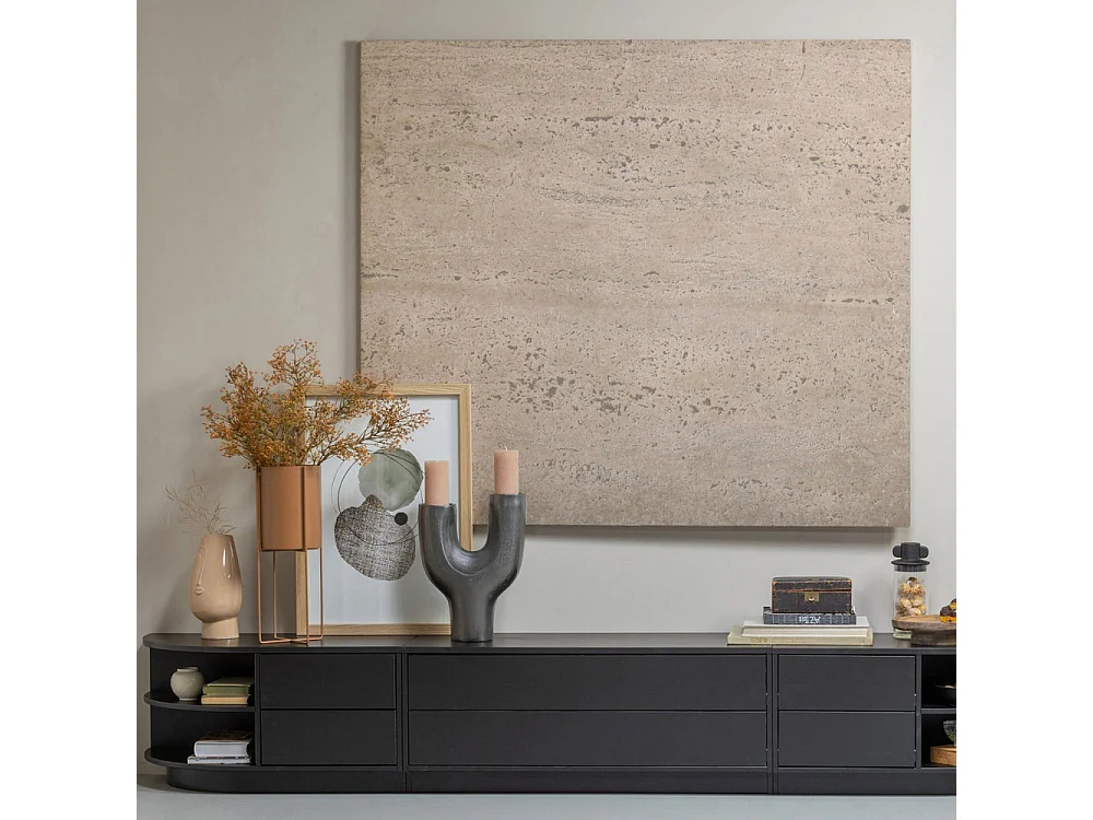 Finca - Meuble TV 2 tiroirs en bois L78cm - Noir