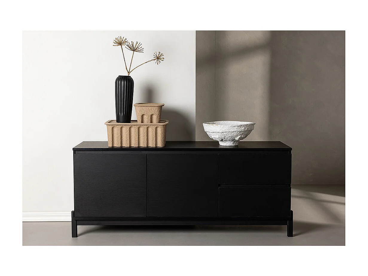 Meuble TV 2 Portes & 2 Tiroirs "Corpus" 138cm Noir