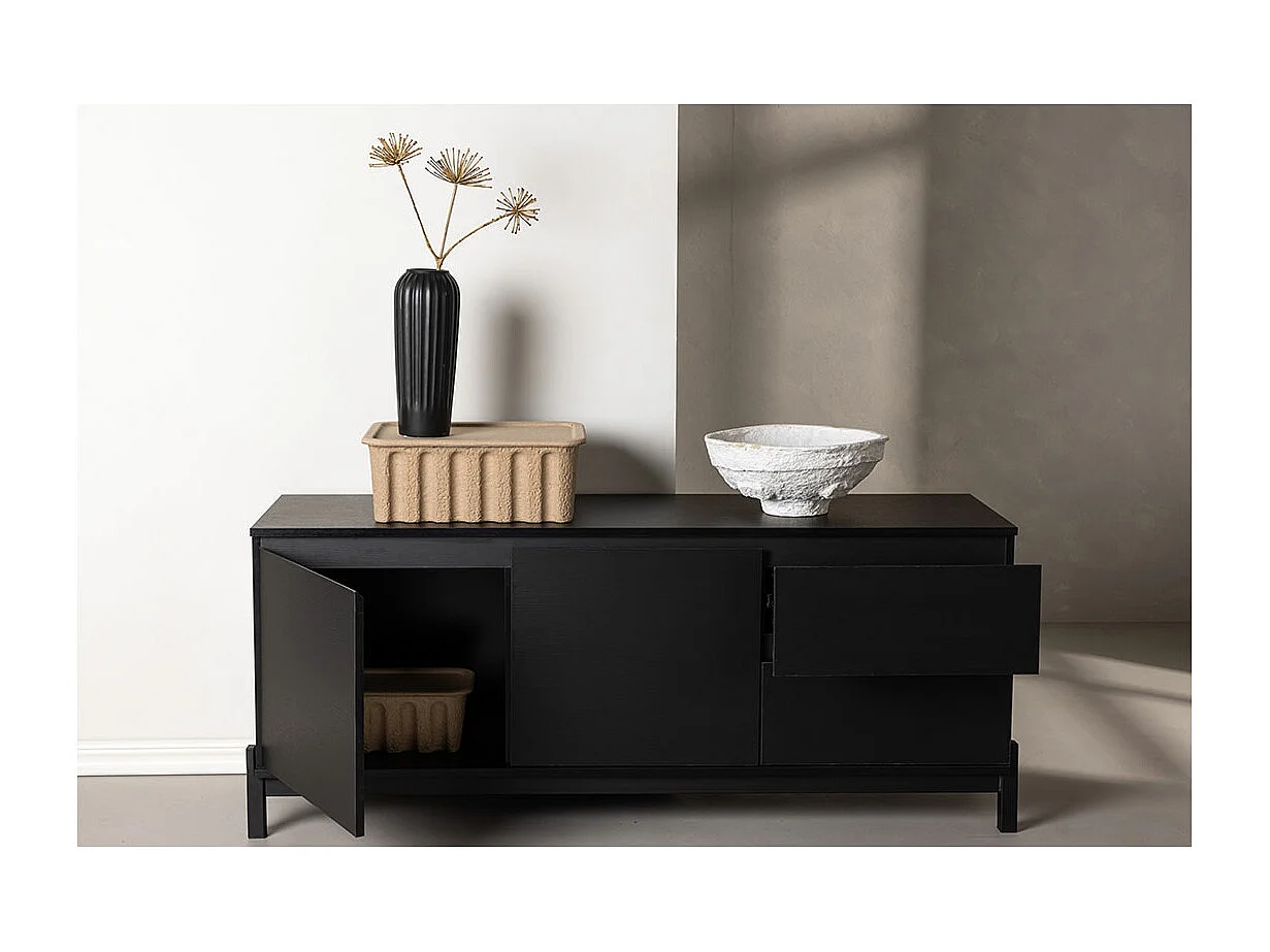 Meuble TV 2 Portes & 2 Tiroirs "Corpus" 138cm Noir