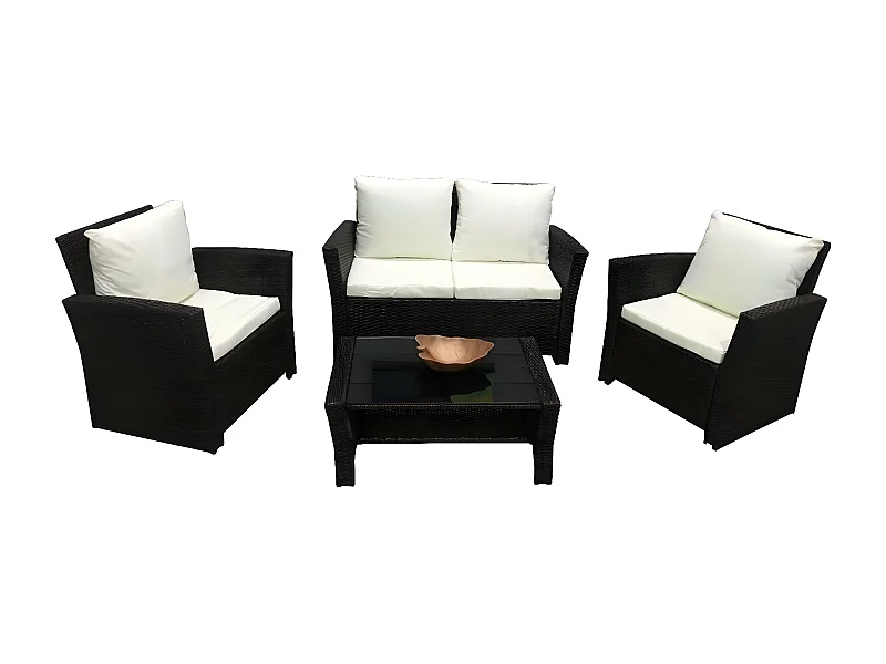 Sofa + 2 Sillas + Mesa de Ratan PE. Muebles de Jardin y Terraza
