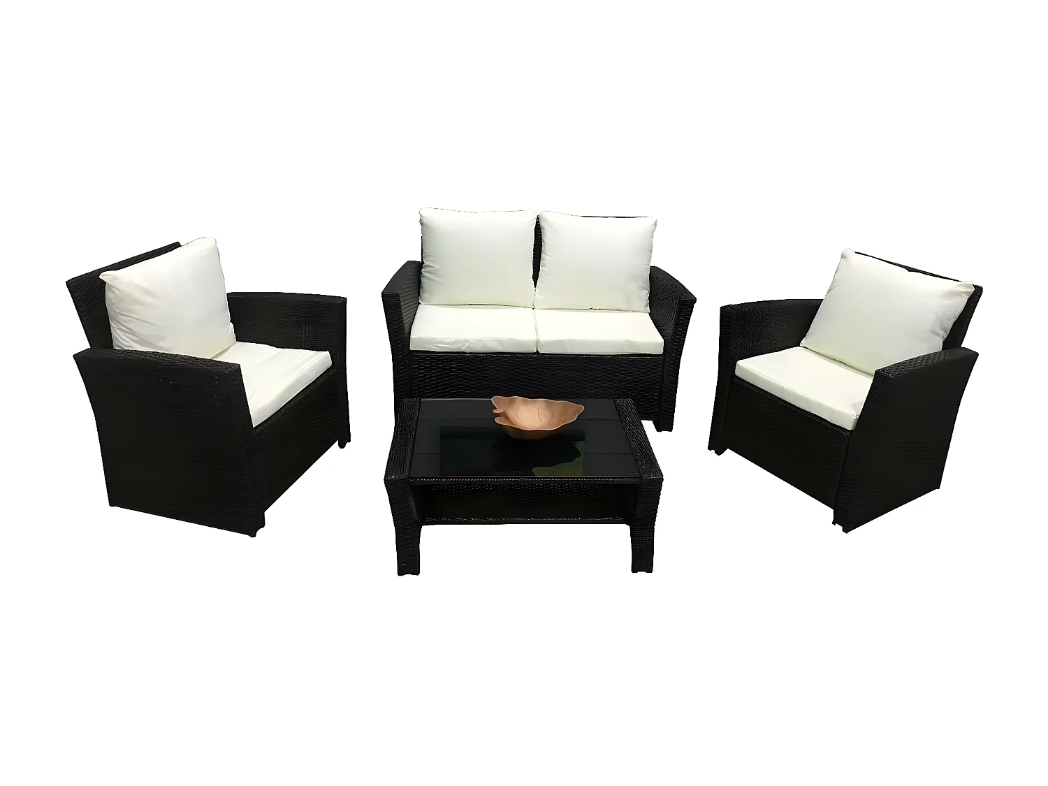 Sofa + 2 Sillas + Mesa de Ratan PE. Muebles de Jardin y Terraza