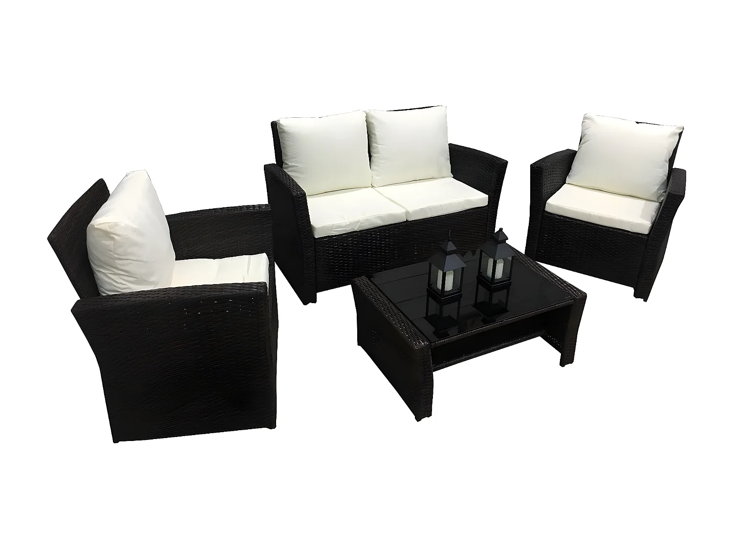 Sofa + 2 Sillas + Mesa de Ratan PE. Muebles de Jardin y Terraza