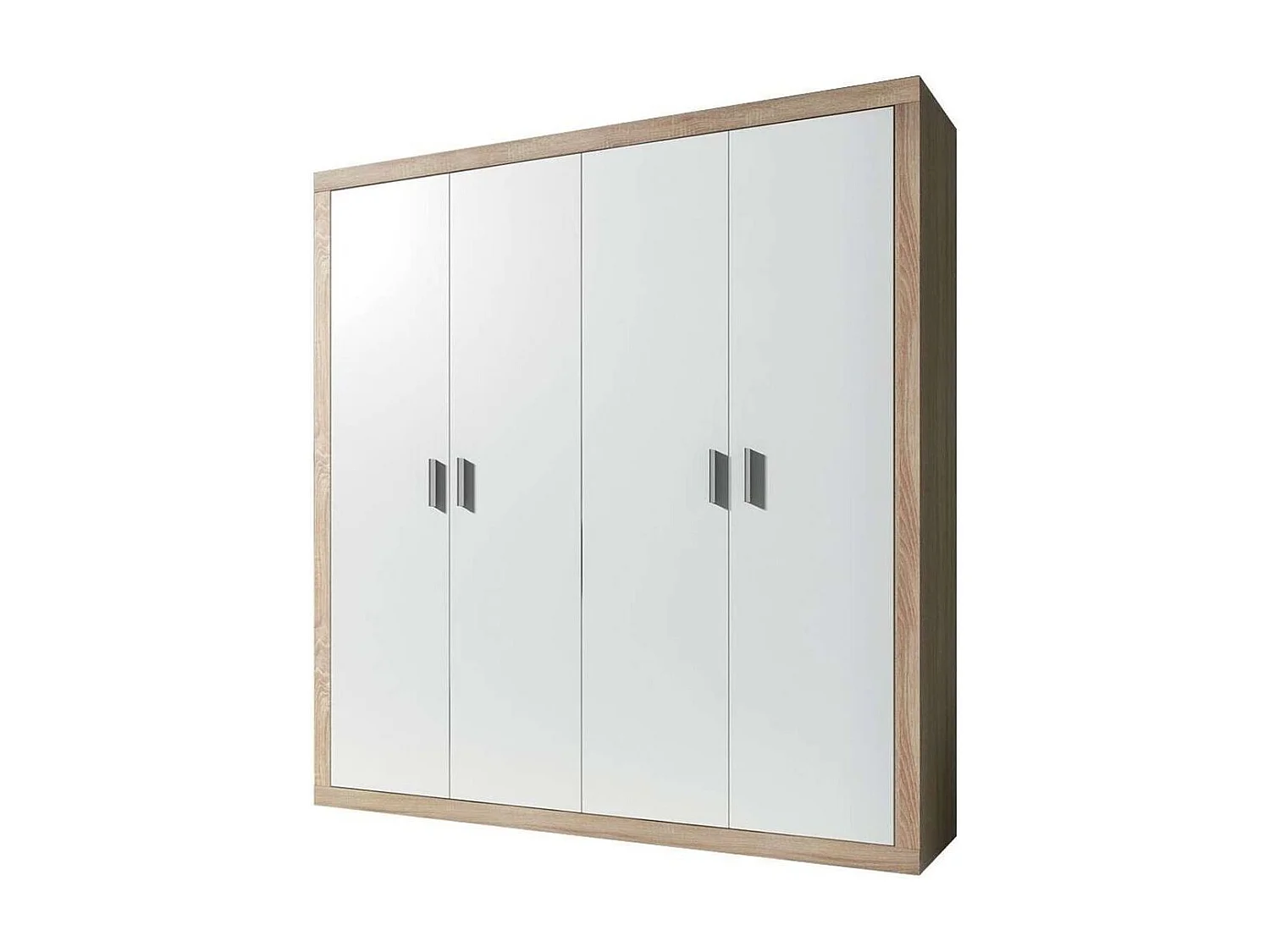 Roupeiro Lara 4 Portas Lara, Carvalho e Branco 210x196x49cm