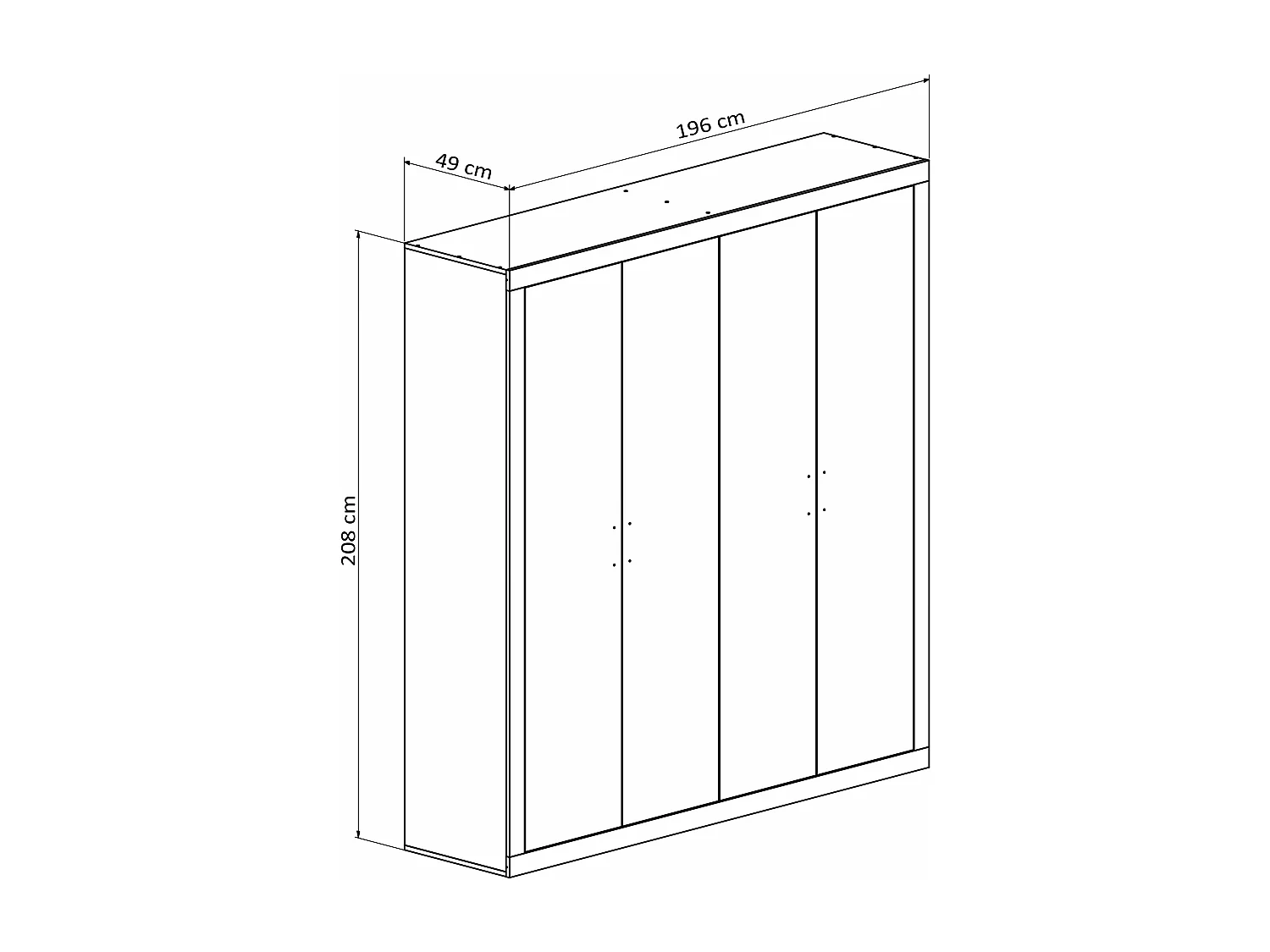 Roupeiro Lara 4 Portas Lara, Carvalho e Branco 210x196x49cm