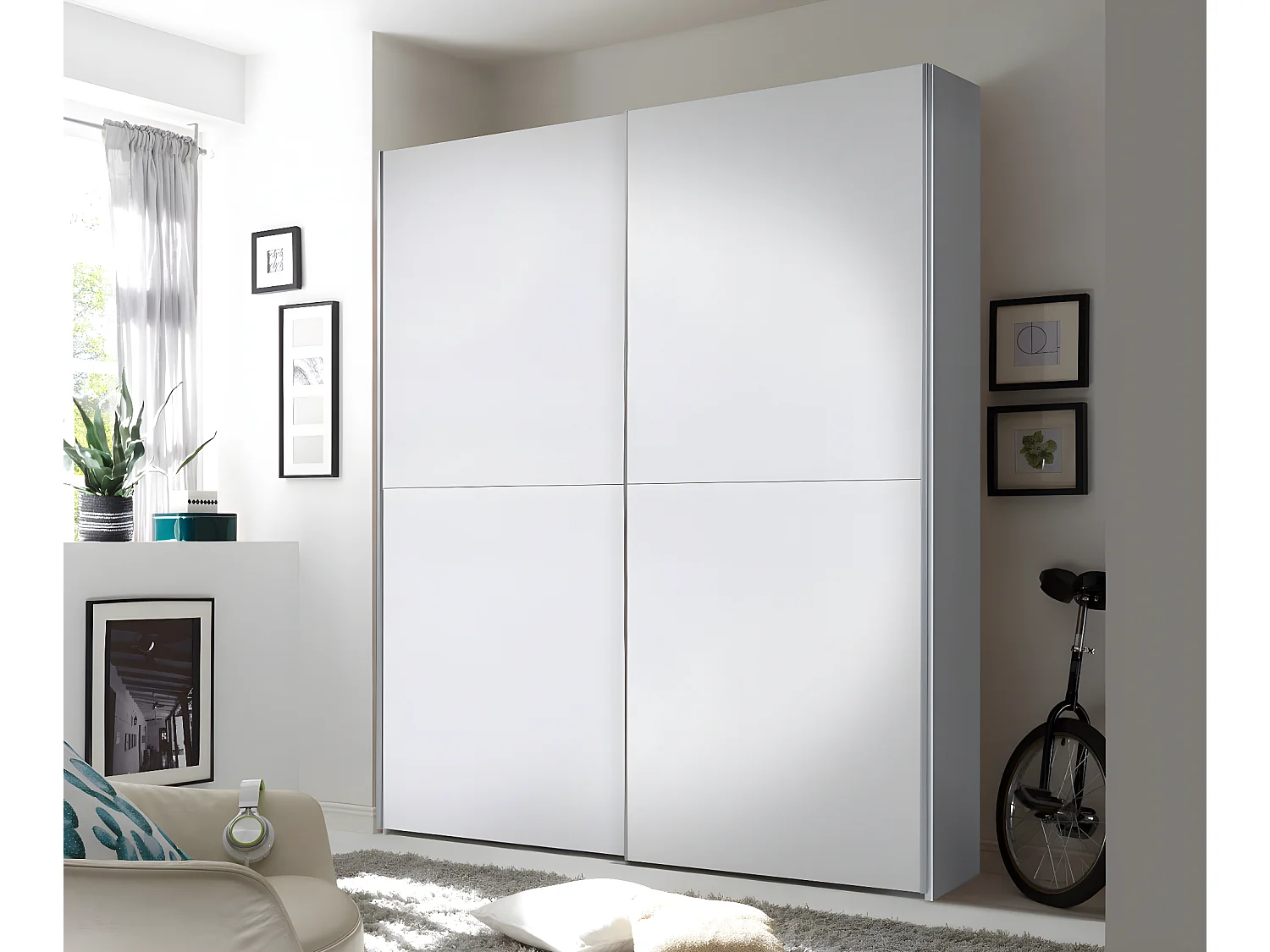 Armario 2 Puertas Correderas Time Blanco 196x170x59 cm