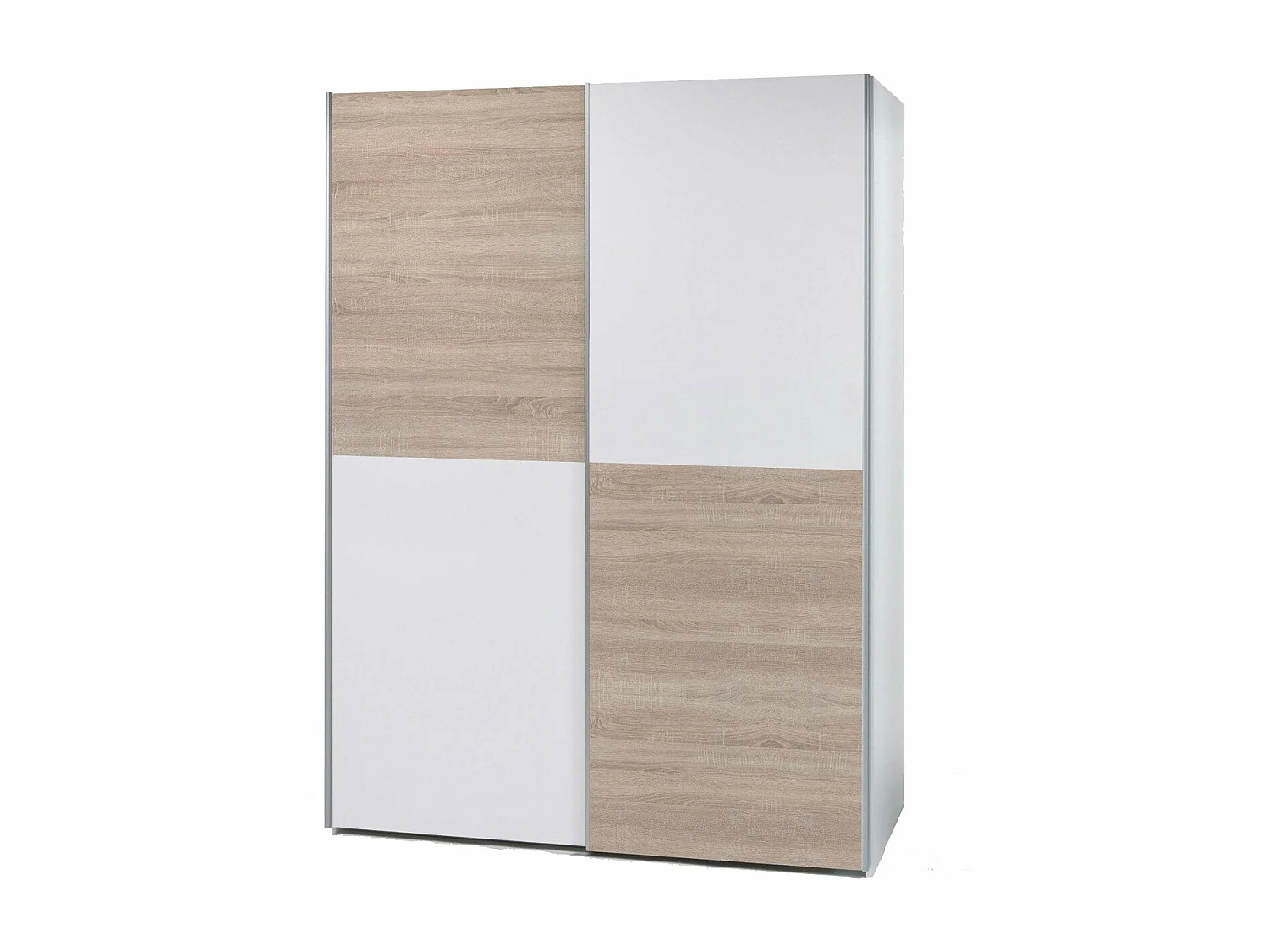 Armario 2 Puertas Correderas Time Blanco y Cambria 196x170x59 cm