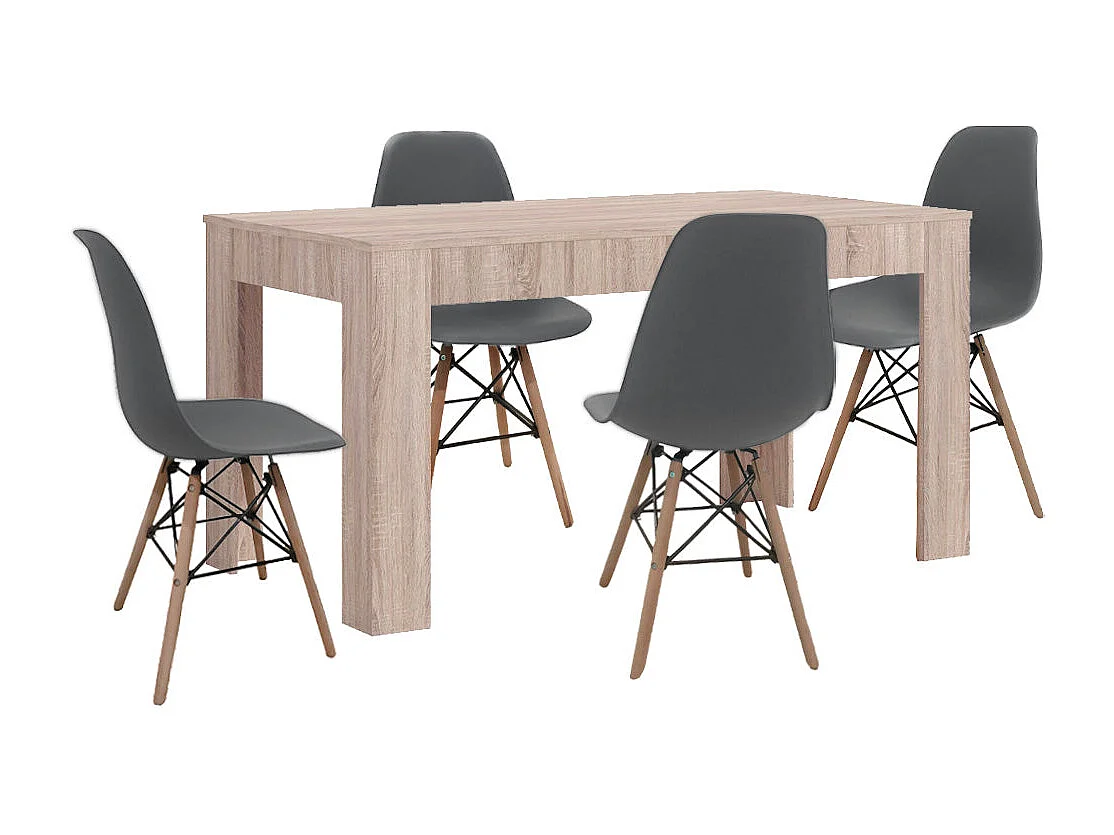 Mesa Extensible de Comedor o Cocina + 4 Sillas Estilo Nordico