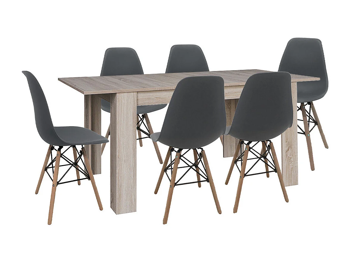 Mesa extensível de jantar ou cozinha + 6 cadeiras estilo nórdico