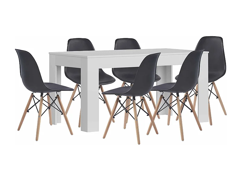Mesa extensível de jantar ou cozinha + 6 cadeiras estilo nórdico