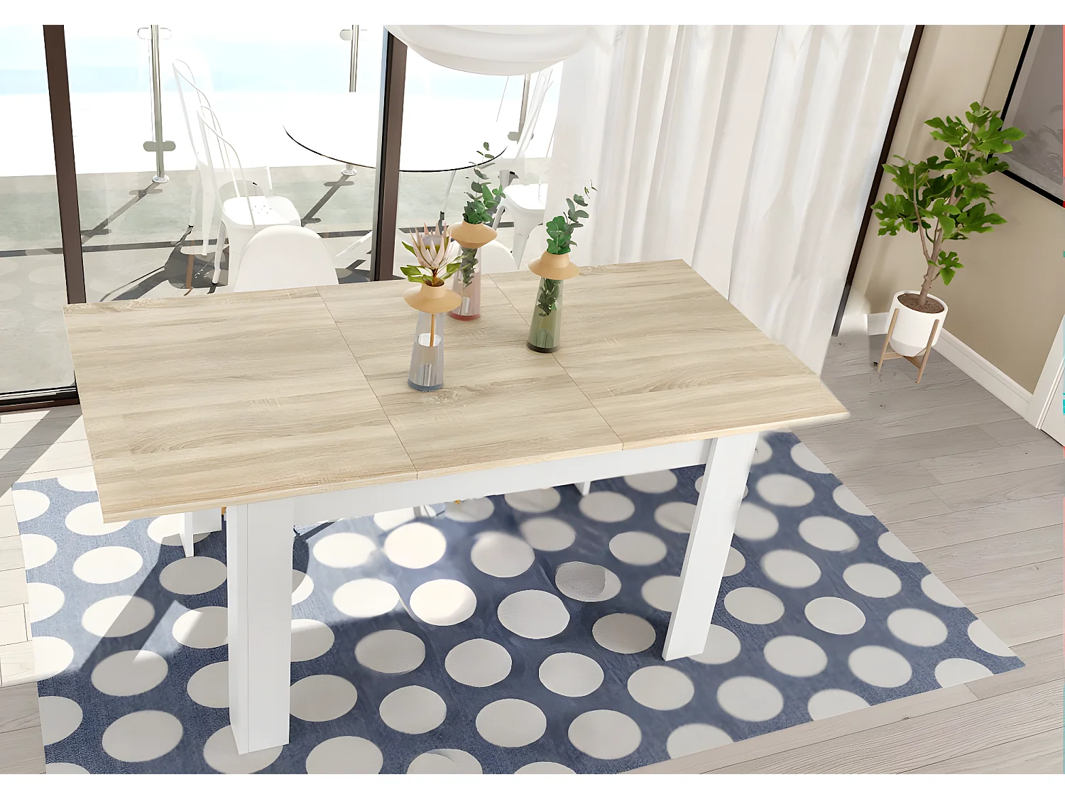 Mesa extensível Kendra. Sala de jantar ou cozinha