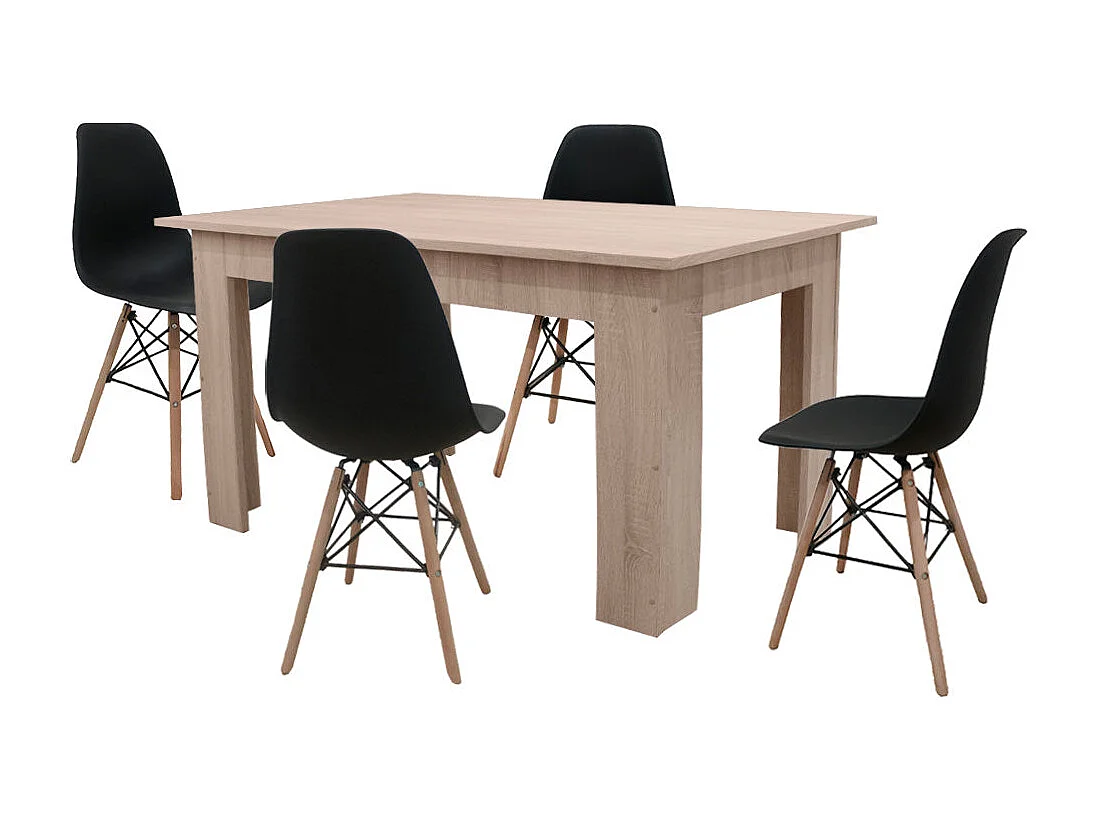 Pack Mesa de Comedor o Cocina + 4 Sillas Estilo Nordico