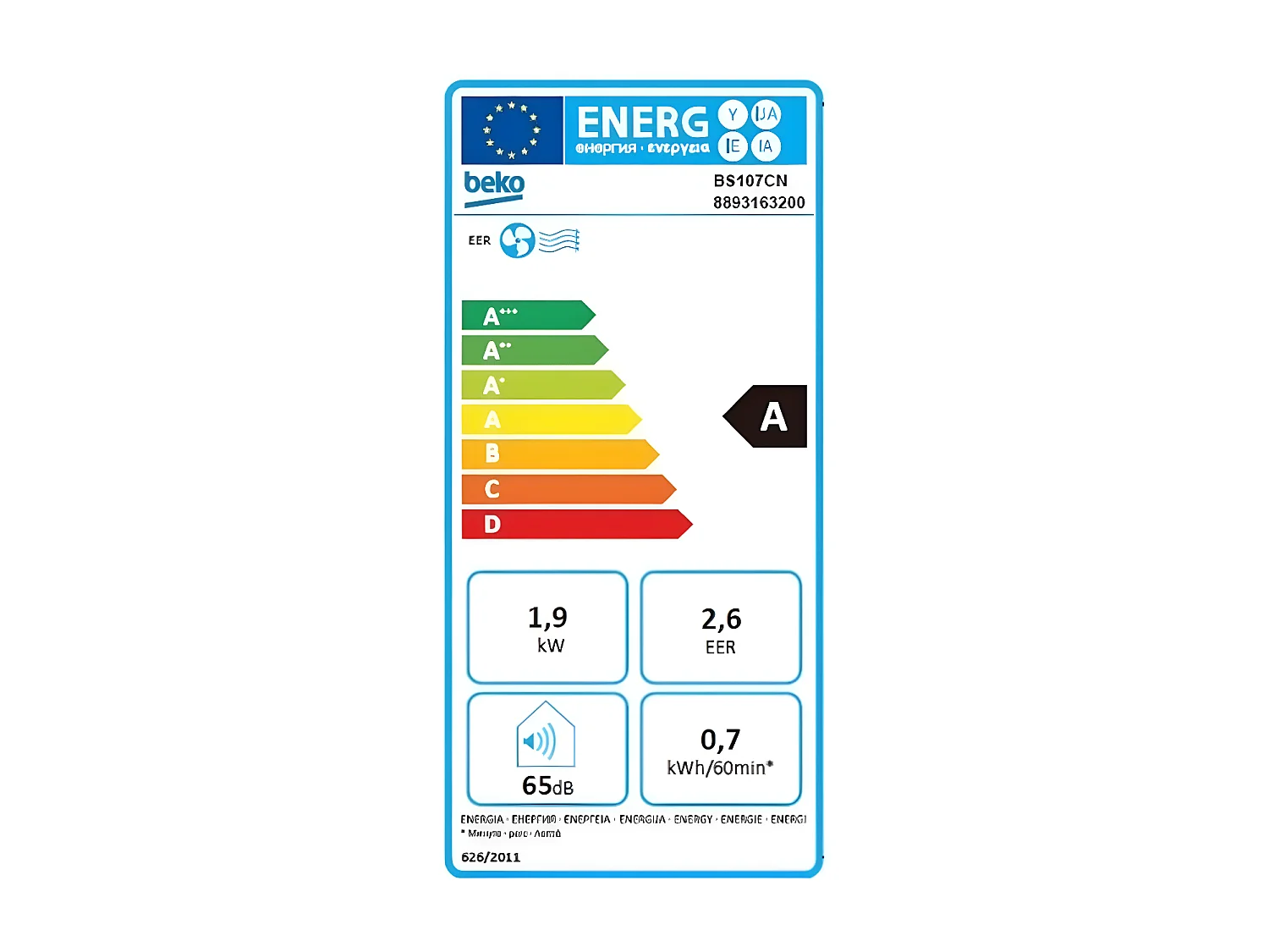 Beko Climatiseur mobile 1900w 22m² - BS107CN
