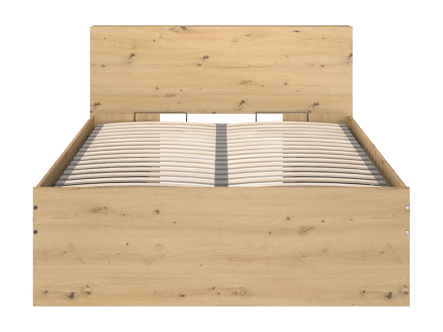 Bett mit Bettkasten - 140 x 190 cm - Holzfarben & Schwarz + Matratze - RADANI