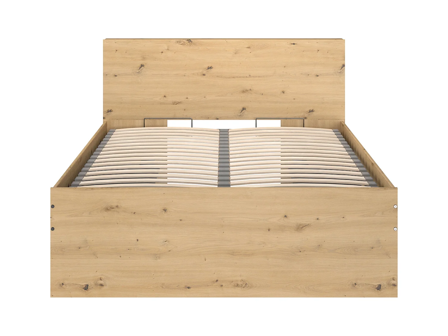 Letto con contenitore 140 x 190 cm Naturale e Nero + Materasso - RADANI